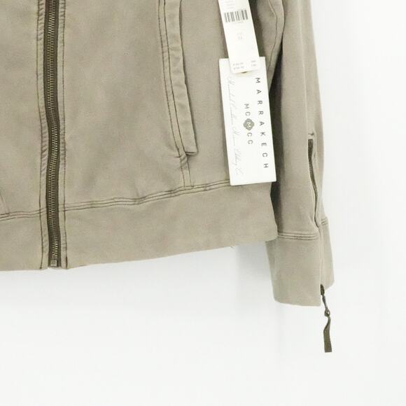 Marrakech Jacket Womens XL Taupe Moto Utility Style Full Zip Stretch Pockets New - Picture 6 of 16